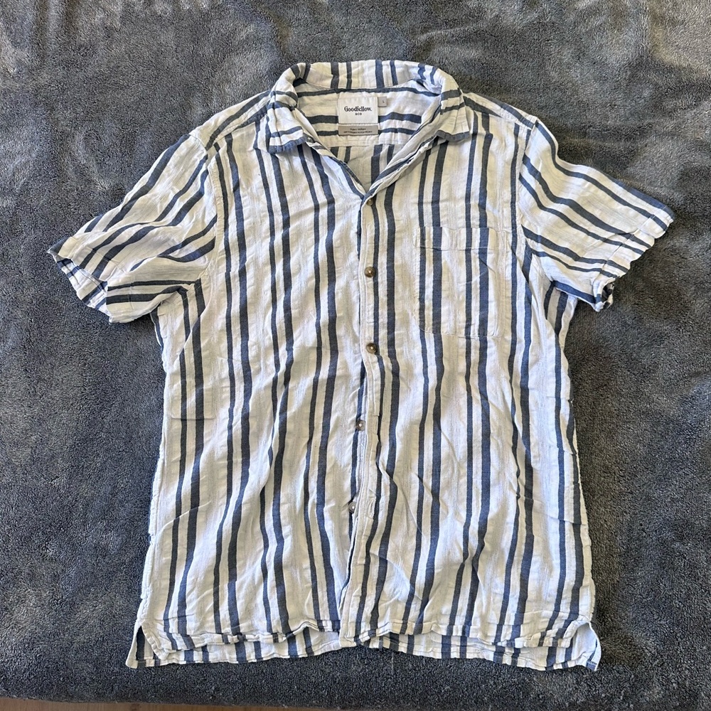 Casual Striped Blue and White Shirt